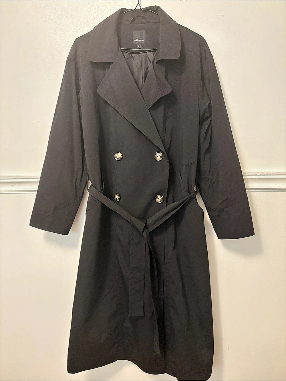 Rethman Women'Small Black Trench Coat Size Small Like New
